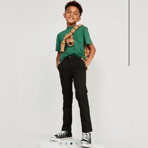 Old Navy Boys Classic Black Cotton Blend Slim Fit Trousers Size 14